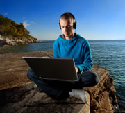 man learning at the cliffs